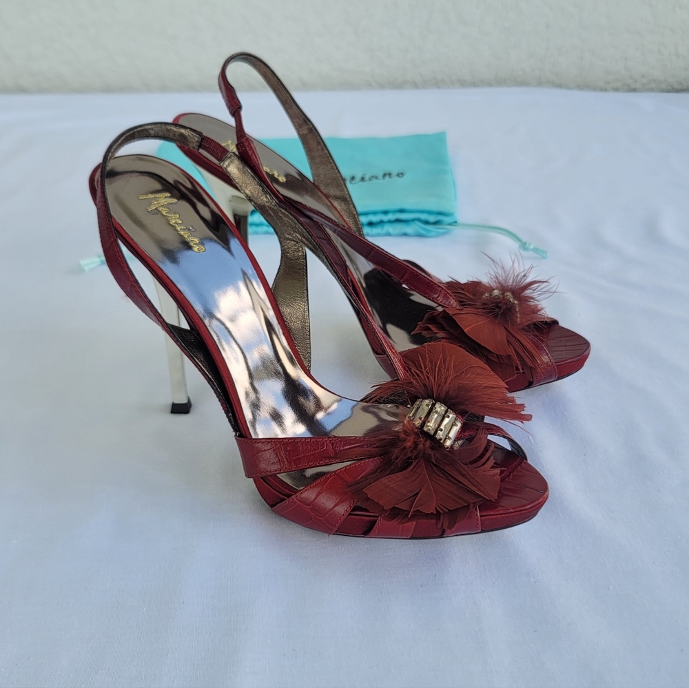 New Marciano Feather Red Heels Pumps Shoes